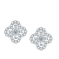 Boucles d'Oreilles Clous Fleur Trèfle Taille Poire Moissanite Argent 925 Plaqué Platine, Certificat GRA, Coffret Cadeau Femme - IVOIRART.COM