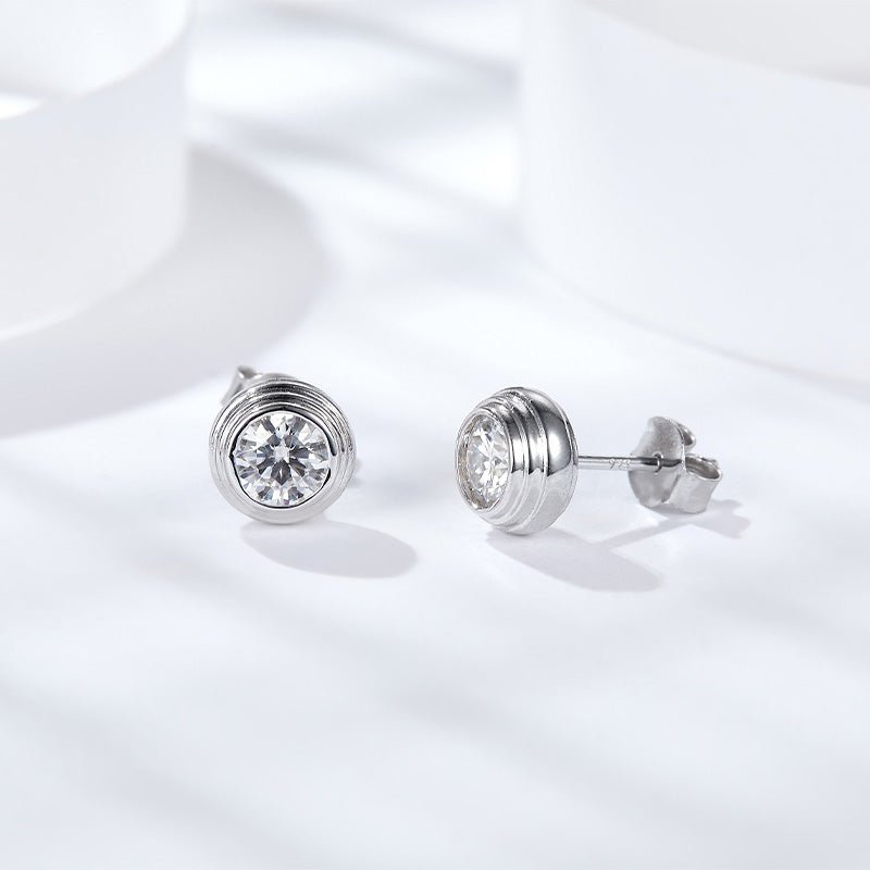 Boucles d'oreilles clous Moissanite 0,5 ou 1CT en argent sterling S925, serties clos rond, certifiées GRA, plaquées platine, coffret cadeau pour femmes - IVOIRART.COM