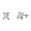 Boucles d'oreilles clous X en argent S925 moissanite D-VVS1 pavé, plaqué platine - IVOIRART.COM