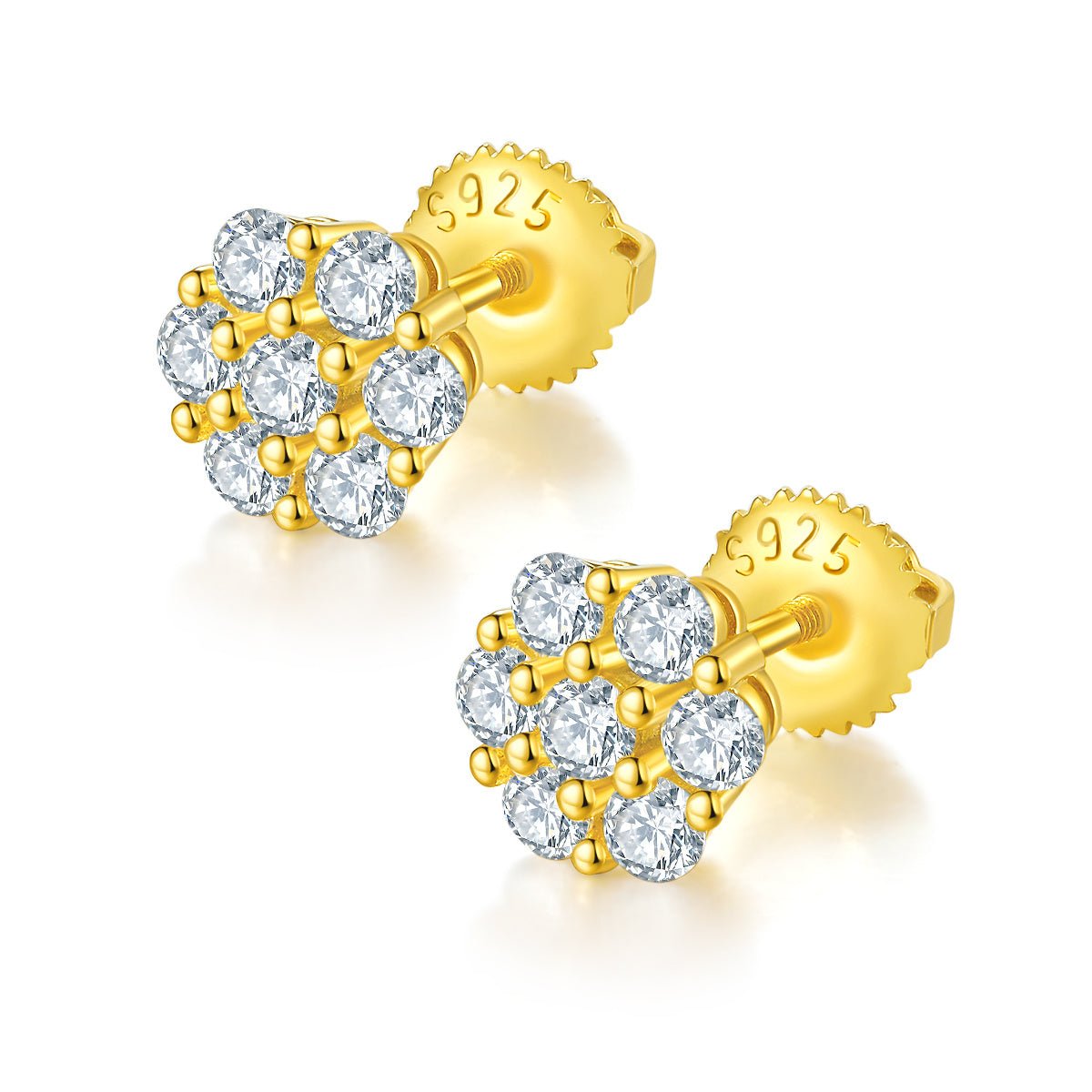 Boucles d'oreilles Clusters 14pcs Moissanite D Couleur VVS1 en Argent 925 S, 1,5g, Fermoir à Vis, Hypoallergénique, Certifiées GRA, Coffret Cadeau - IVOIRART.COM