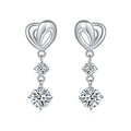 Boucles d'oreilles cœur abstrait S925 argent 1ct Moissanite D-VVS1 3.7gPt - IVOIRART.COM