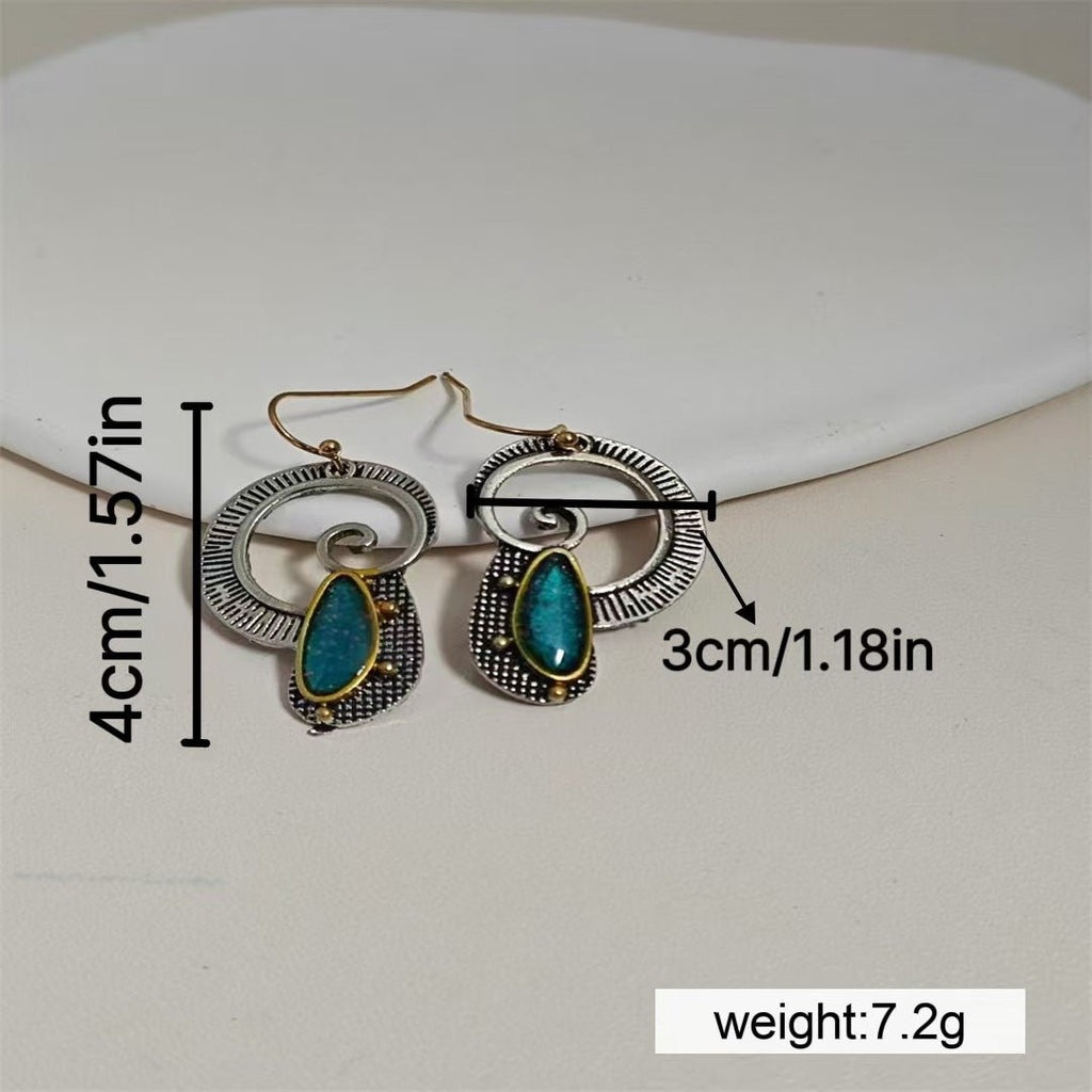 Boucles d’oreilles créatives en saphir à incrustation spirale avec accents jaunes éclatants - IVOIRART.COM