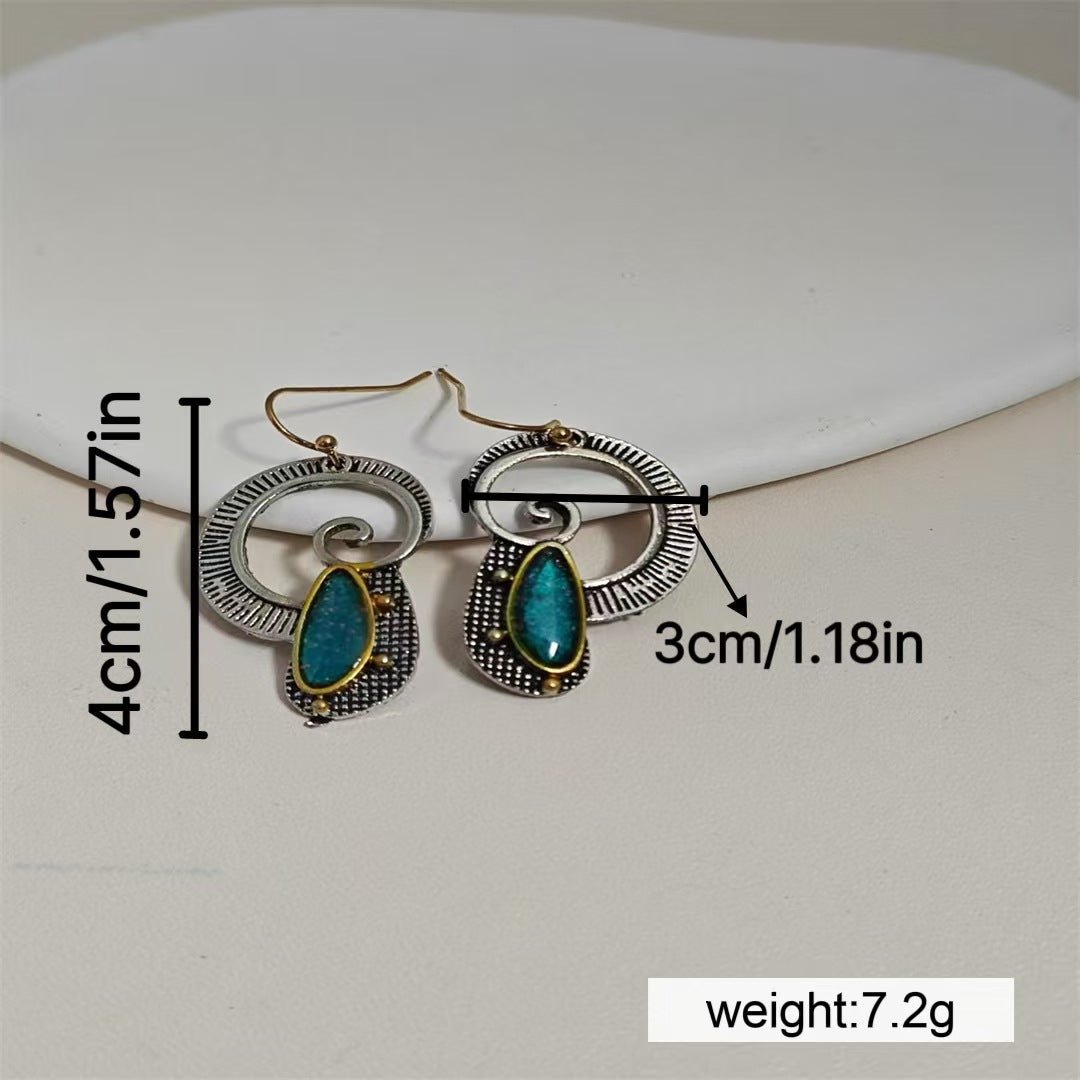 Boucles d’oreilles créatives en saphir à incrustation spirale avec accents jaunes éclatants - IVOIRART.COM