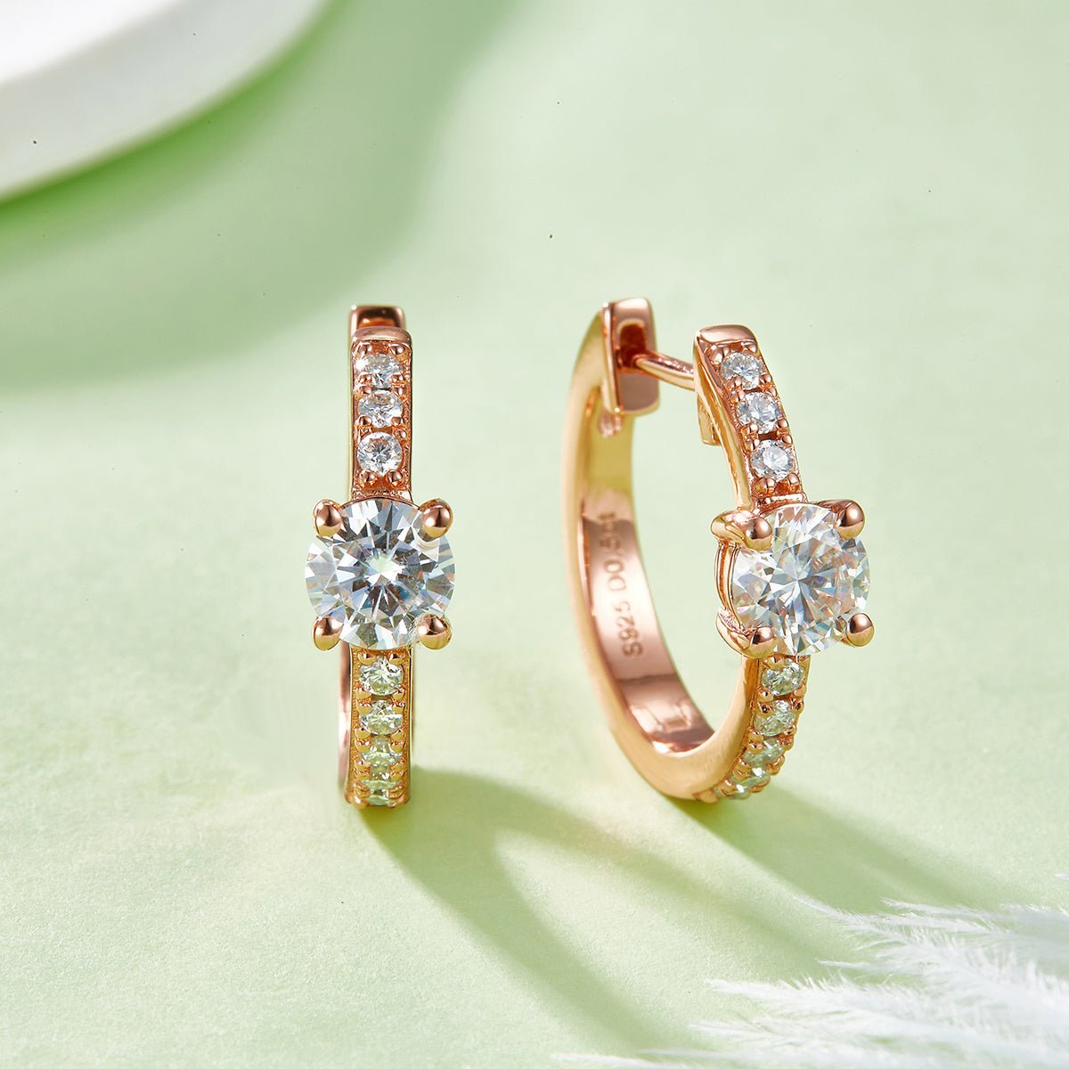 Boucles d'oreilles créoles 4,1 g en argent sterling S925, moissanite 5 mm, plaqué platine, certificat GRA, coffret cadeau - IVOIRART.COM