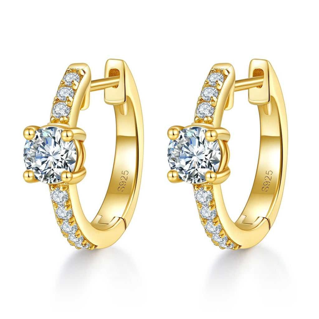 Boucles d'oreilles créoles 4,1 g en argent sterling S925, moissanite 5 mm, plaqué platine, certificat GRA, coffret cadeau - IVOIRART.COM