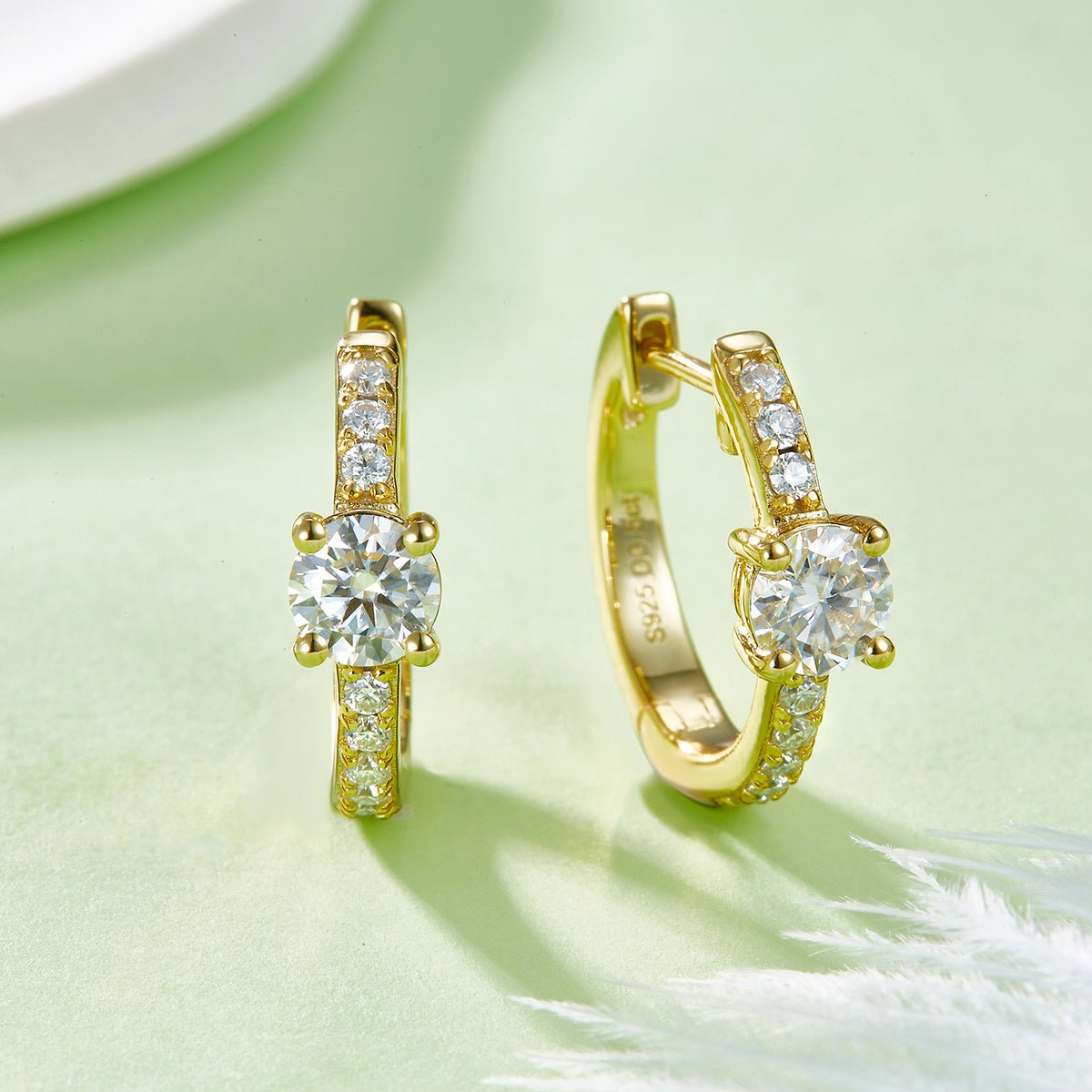Boucles d'oreilles créoles 4,1 g en argent sterling S925, moissanite 5 mm, plaqué platine, certificat GRA, coffret cadeau - IVOIRART.COM