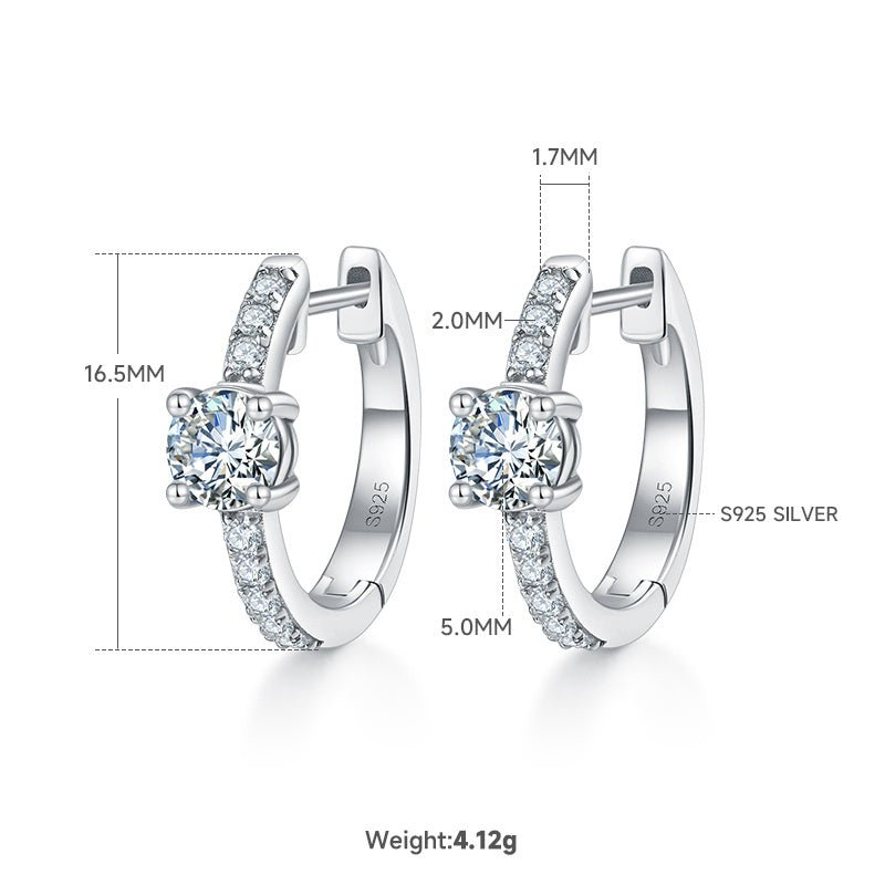 Boucles d'oreilles créoles 4,1 g en argent sterling S925, moissanite 5 mm, plaqué platine, certificat GRA, coffret cadeau - IVOIRART.COM