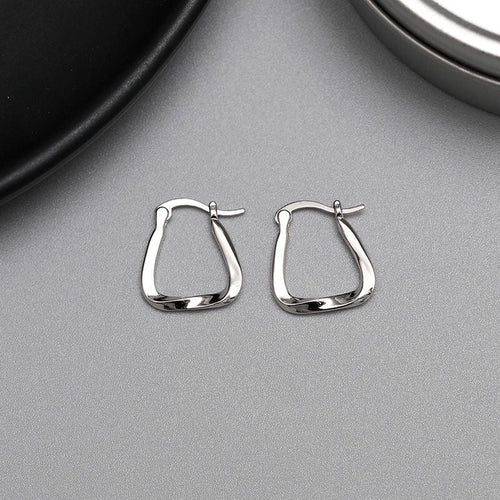 Boucles d'oreilles créoles carrées torsadées en argent 999, style moderne tendance, cadeau idéal anniversaire & remise de diplôme - IVOIRART.COM