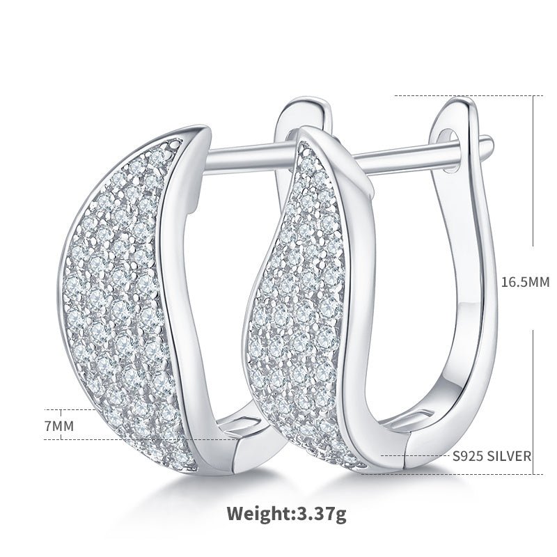 Boucles d'oreilles créoles croissant en argent sterling S925, 82 moissanites, plaquées platine, 16,5 mm, certifiées GRA, hypoallergéniques, coffret cadeau - IVOIRART.COM
