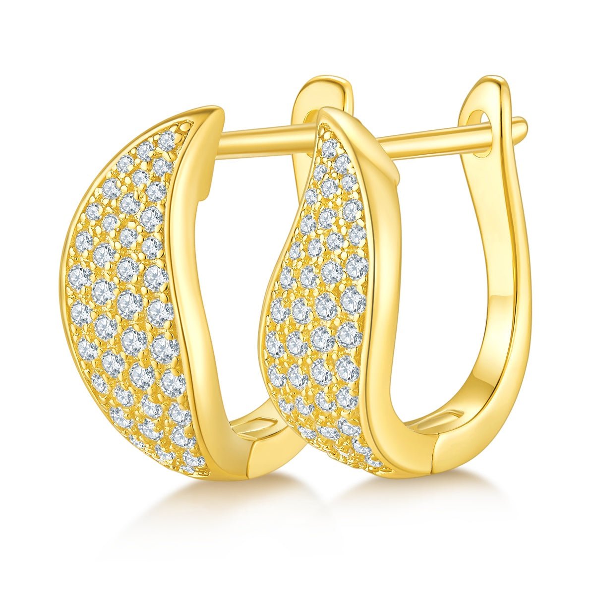 Boucles d'oreilles créoles croissant en argent sterling S925, 82 moissanites, plaquées platine, 16,5 mm, certifiées GRA, hypoallergéniques, coffret cadeau - IVOIRART.COM