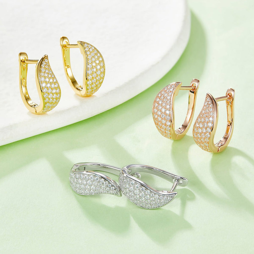 Boucles d'oreilles créoles croissant en argent sterling S925, 82 moissanites, plaquées platine, 16,5 mm, certifiées GRA, hypoallergéniques, coffret cadeau - IVOIRART.COM
