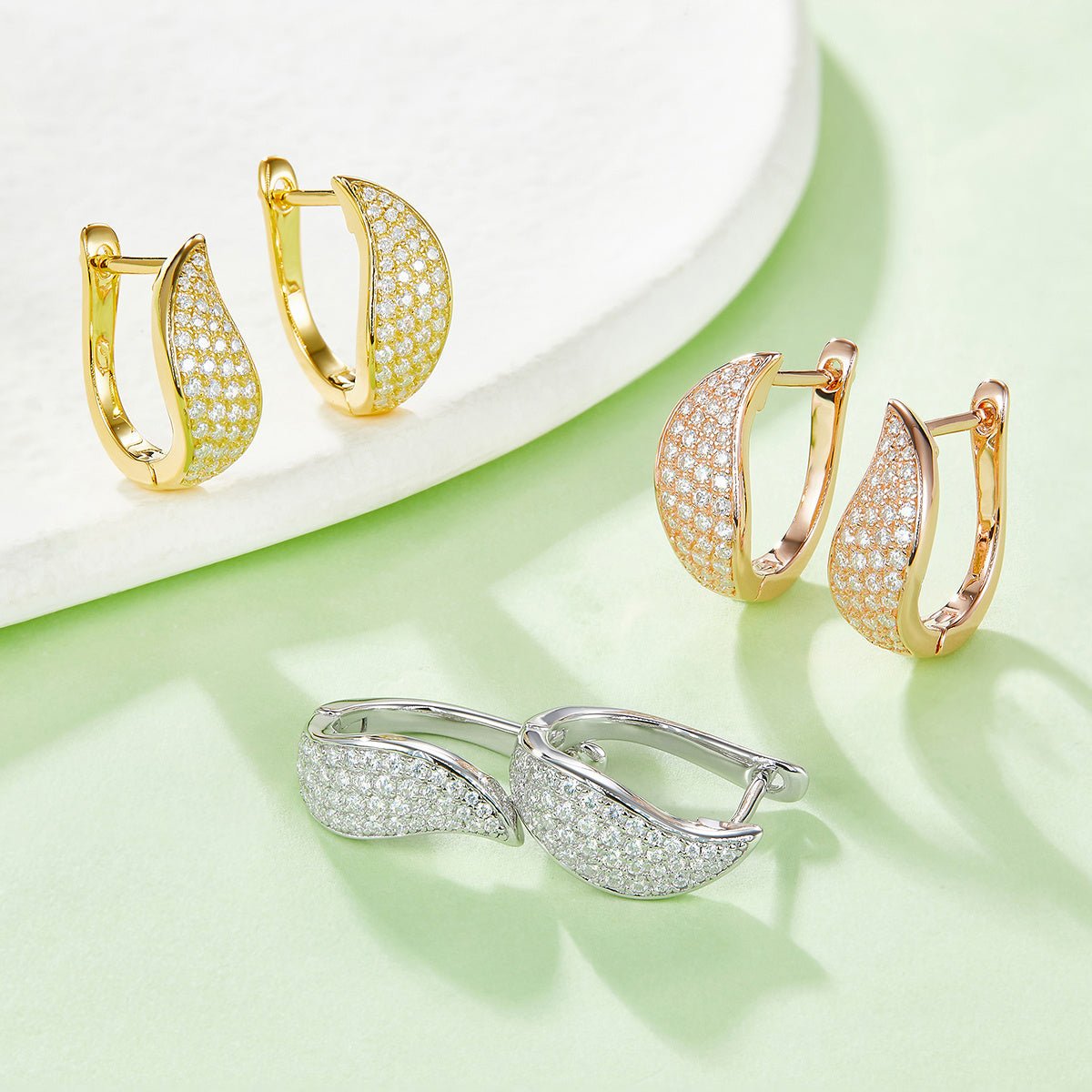 Boucles d'oreilles créoles croissant en argent sterling S925, 82 moissanites, plaquées platine, 16,5 mm, certifiées GRA, hypoallergéniques, coffret cadeau - IVOIRART.COM