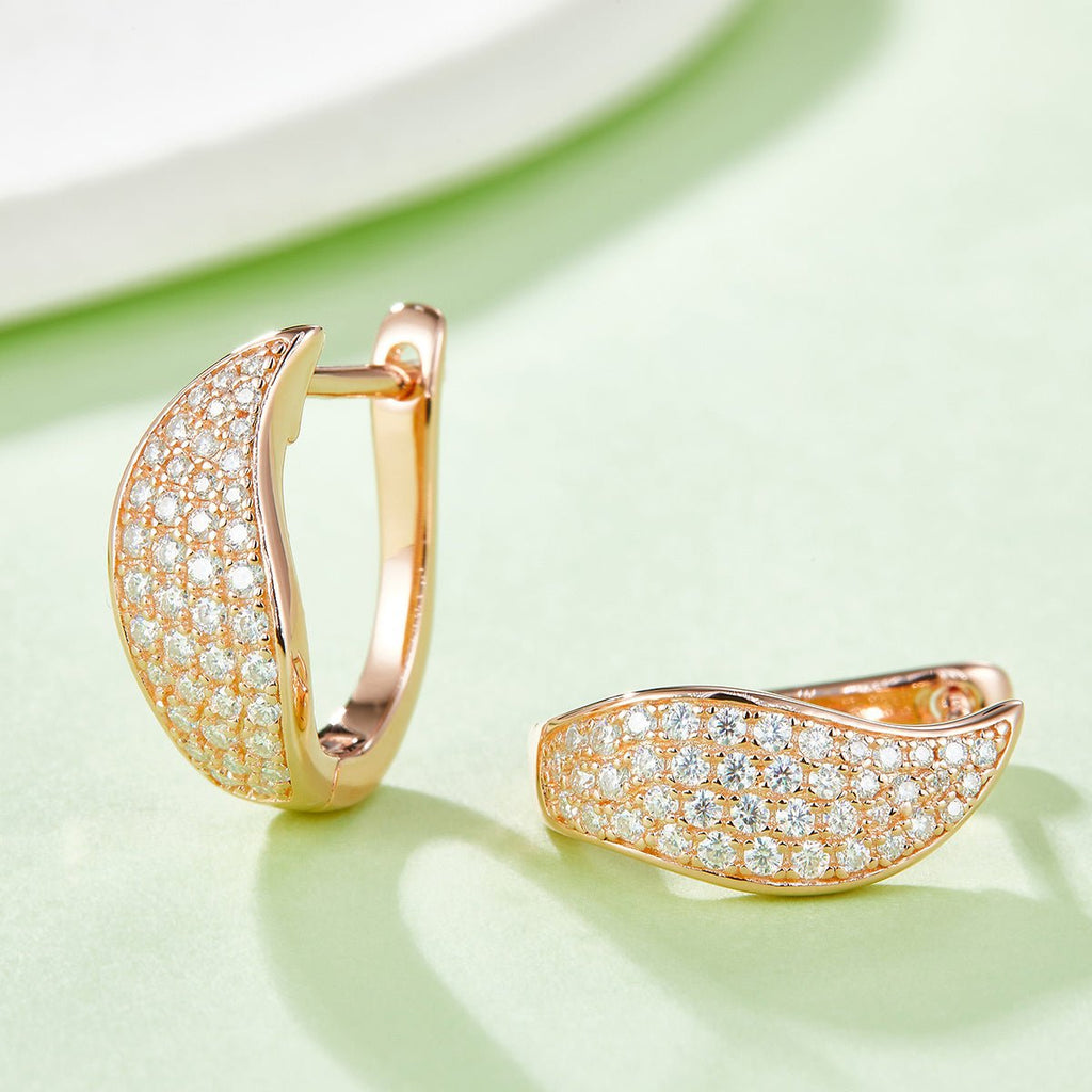 Boucles d'oreilles créoles croissant en argent sterling S925, 82 moissanites, plaquées platine, 16,5 mm, certifiées GRA, hypoallergéniques, coffret cadeau - IVOIRART.COM