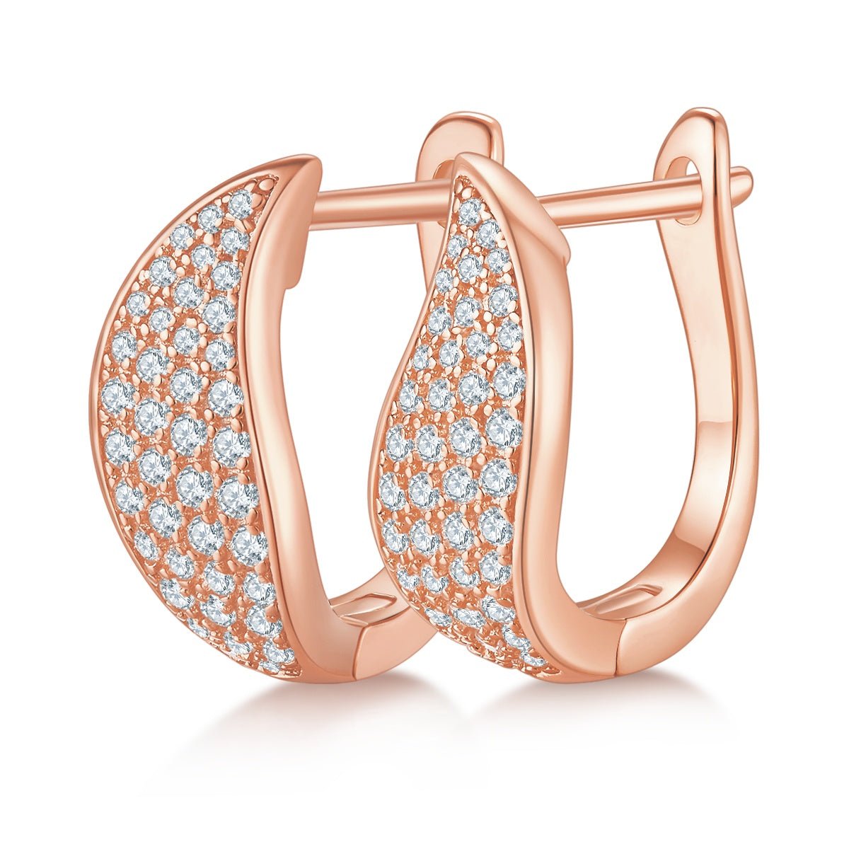 Boucles d'oreilles créoles croissant en argent sterling S925, 82 moissanites, plaquées platine, 16,5 mm, certifiées GRA, hypoallergéniques, coffret cadeau - IVOIRART.COM