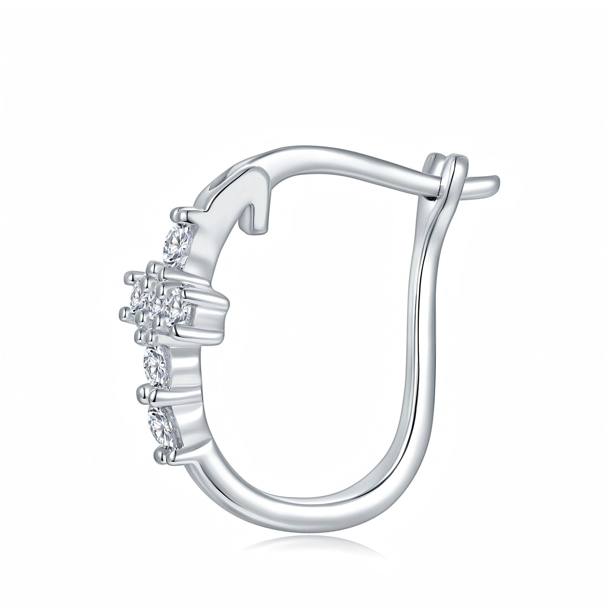 Boucles d'oreilles créoles croix en argent sterling S925 avec moissanite et platine - IVOIRART.COM