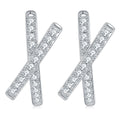 Boucles d'oreilles créoles croix moissanite argent S925 plaqué platine serties GRA - IVOIRART.COM