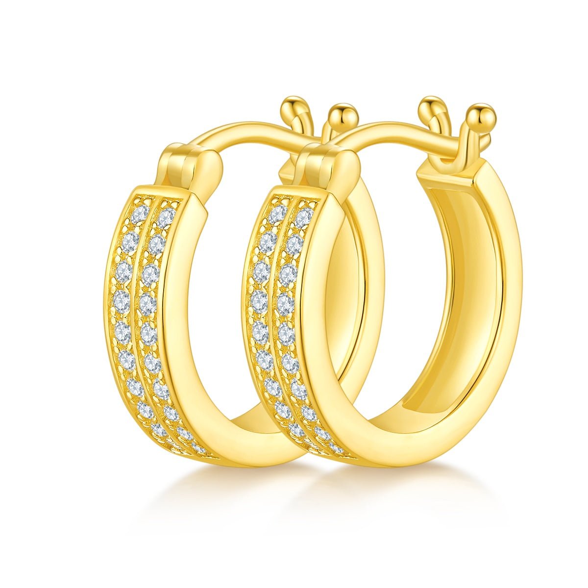 Boucles d'oreilles créoles doublées moissanite 16mm argent S925 3,3g, plaquées platine, fermoir charnière, certificat GRA, coffret cadeau femme - IVOIRART.COM