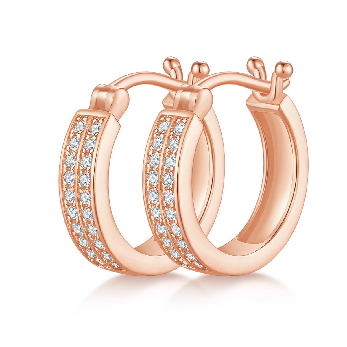 Boucles d'oreilles créoles doublées moissanite 16mm argent S925 3,3g, plaquées platine, fermoir charnière, certificat GRA, coffret cadeau femme - IVOIRART.COM