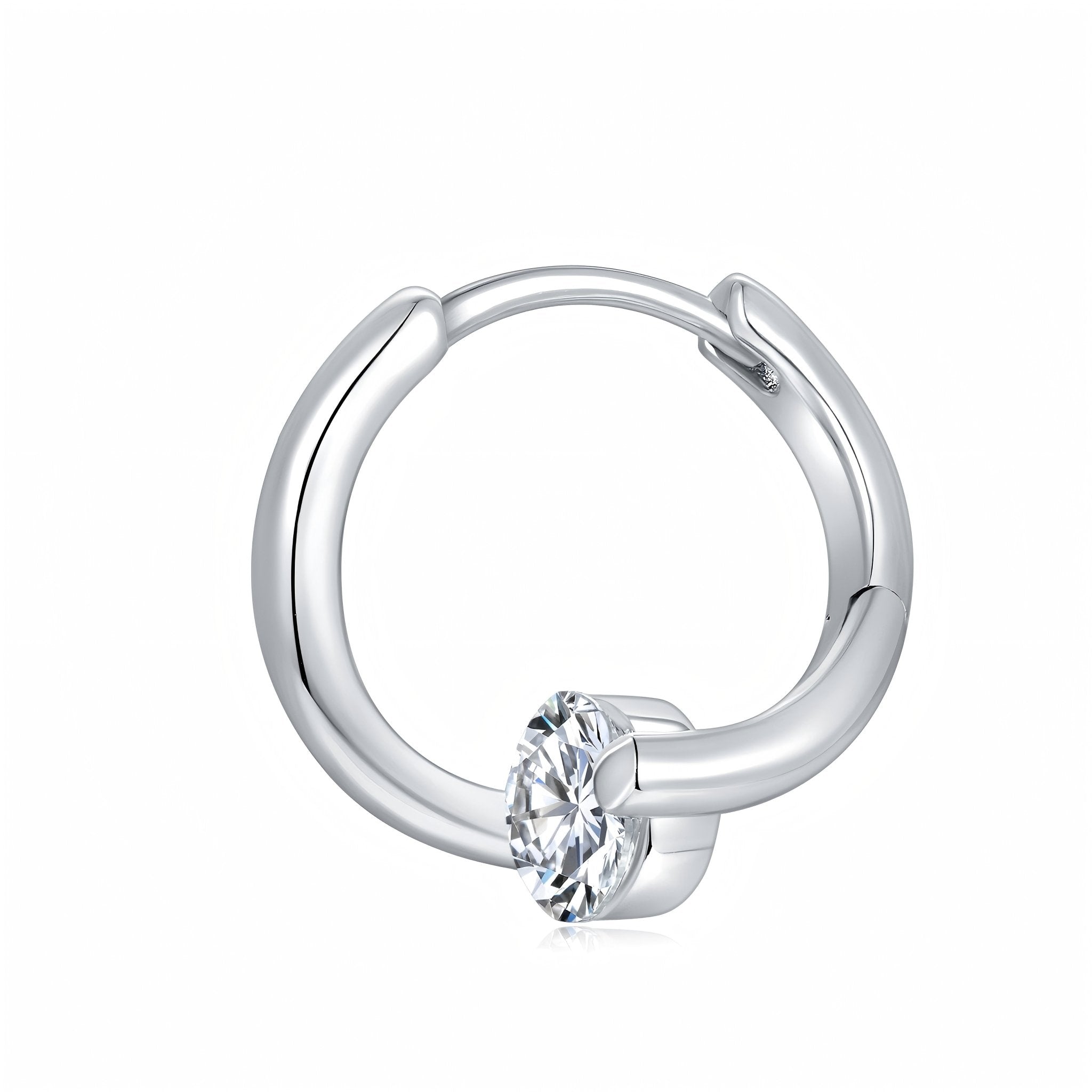 Boucles d’oreilles créoles en argent sterling S925 0,5CT Moissanite rondes, sertissage bas, plaqué platine, certifiées GRA, minimalistes avec coffret - IVOIRART.COM