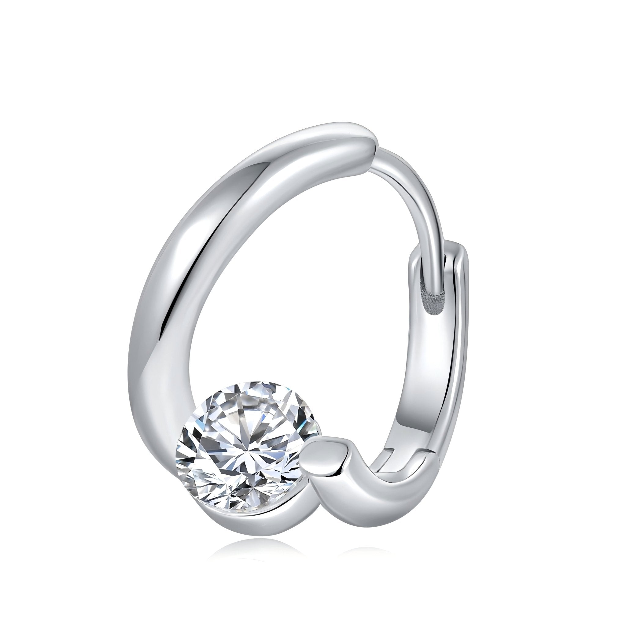 Boucles d’oreilles créoles en argent sterling S925 0,5CT Moissanite rondes, sertissage bas, plaqué platine, certifiées GRA, minimalistes avec coffret - IVOIRART.COM