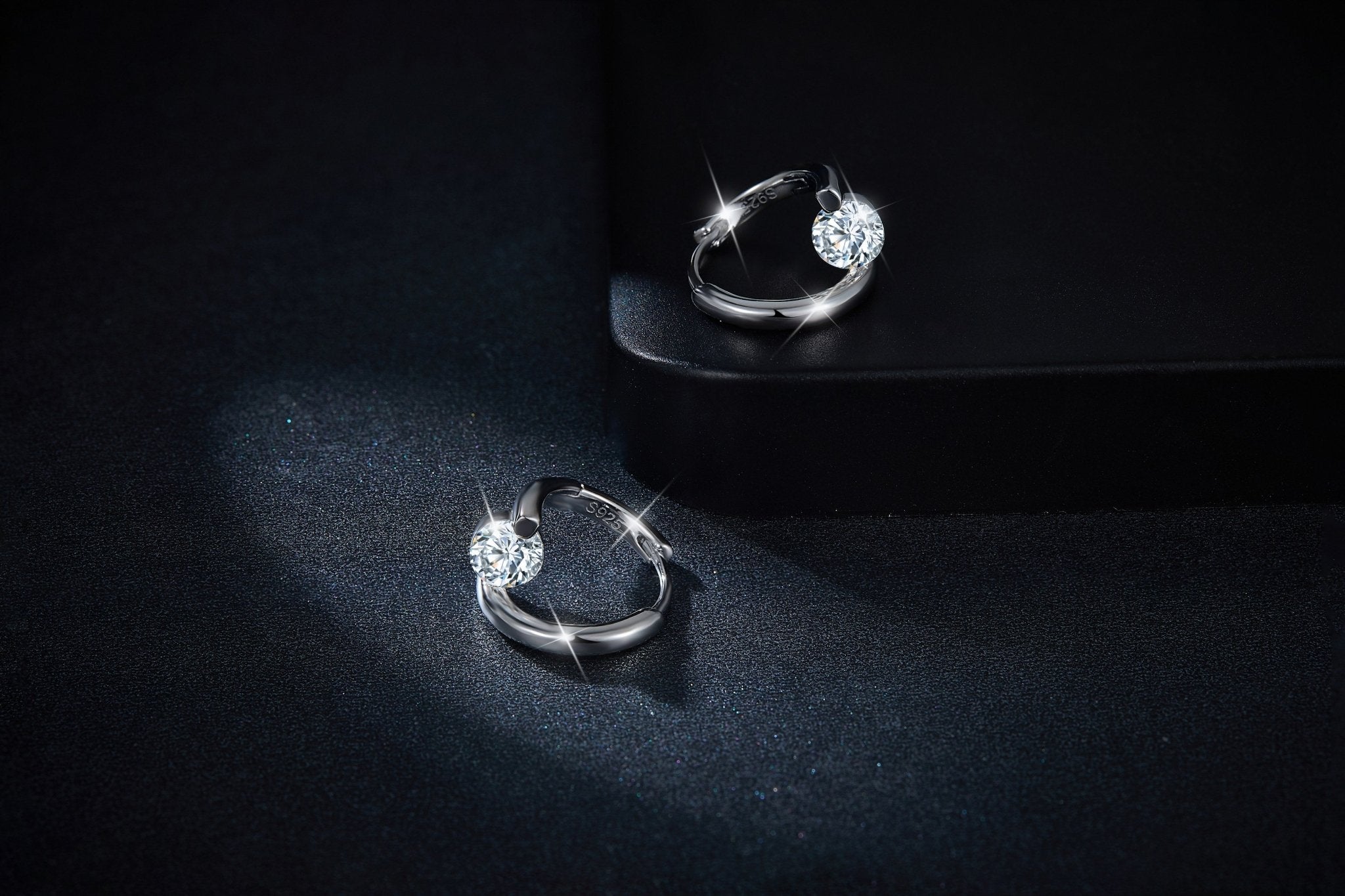 Boucles d’oreilles créoles en argent sterling S925 0,5CT Moissanite rondes, sertissage bas, plaqué platine, certifiées GRA, minimalistes avec coffret - IVOIRART.COM