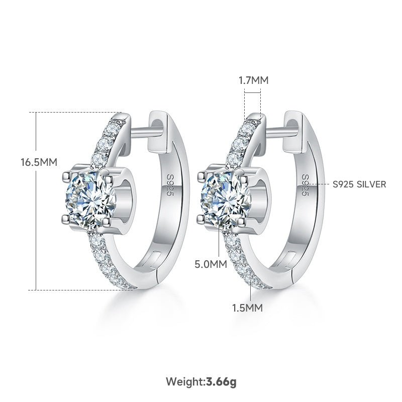 Boucles d’oreilles créoles en argent sterling S925 1,24CT Moissanite, 16,5mm, plaqué platine, certificats GRA, 3,7g, coffret cadeau pour femmes - IVOIRART.COM