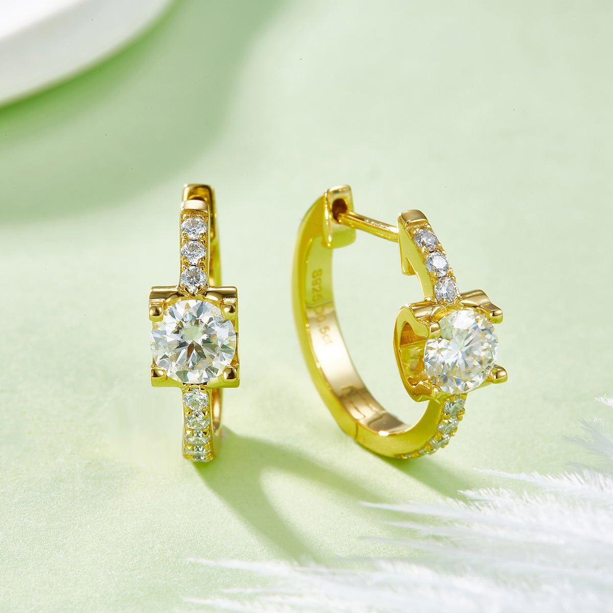 Boucles d’oreilles créoles en argent sterling S925 1,24CT Moissanite, 16,5mm, plaqué platine, certificats GRA, 3,7g, coffret cadeau pour femmes - IVOIRART.COM