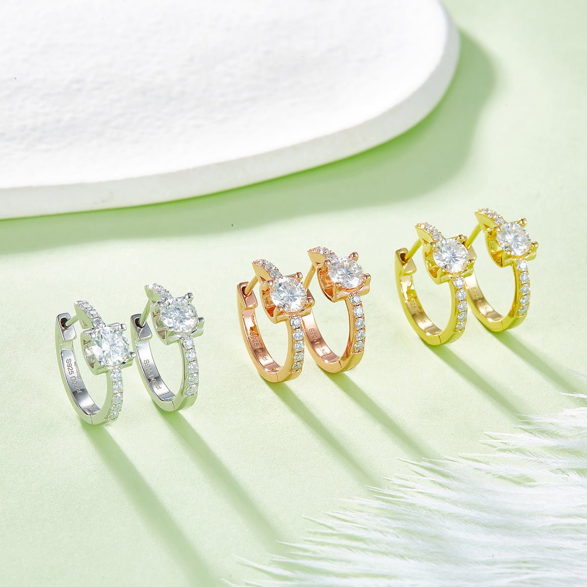 Boucles d’oreilles créoles en argent sterling S925 1,24CT Moissanite, 16,5mm, plaqué platine, certificats GRA, 3,7g, coffret cadeau pour femmes - IVOIRART.COM