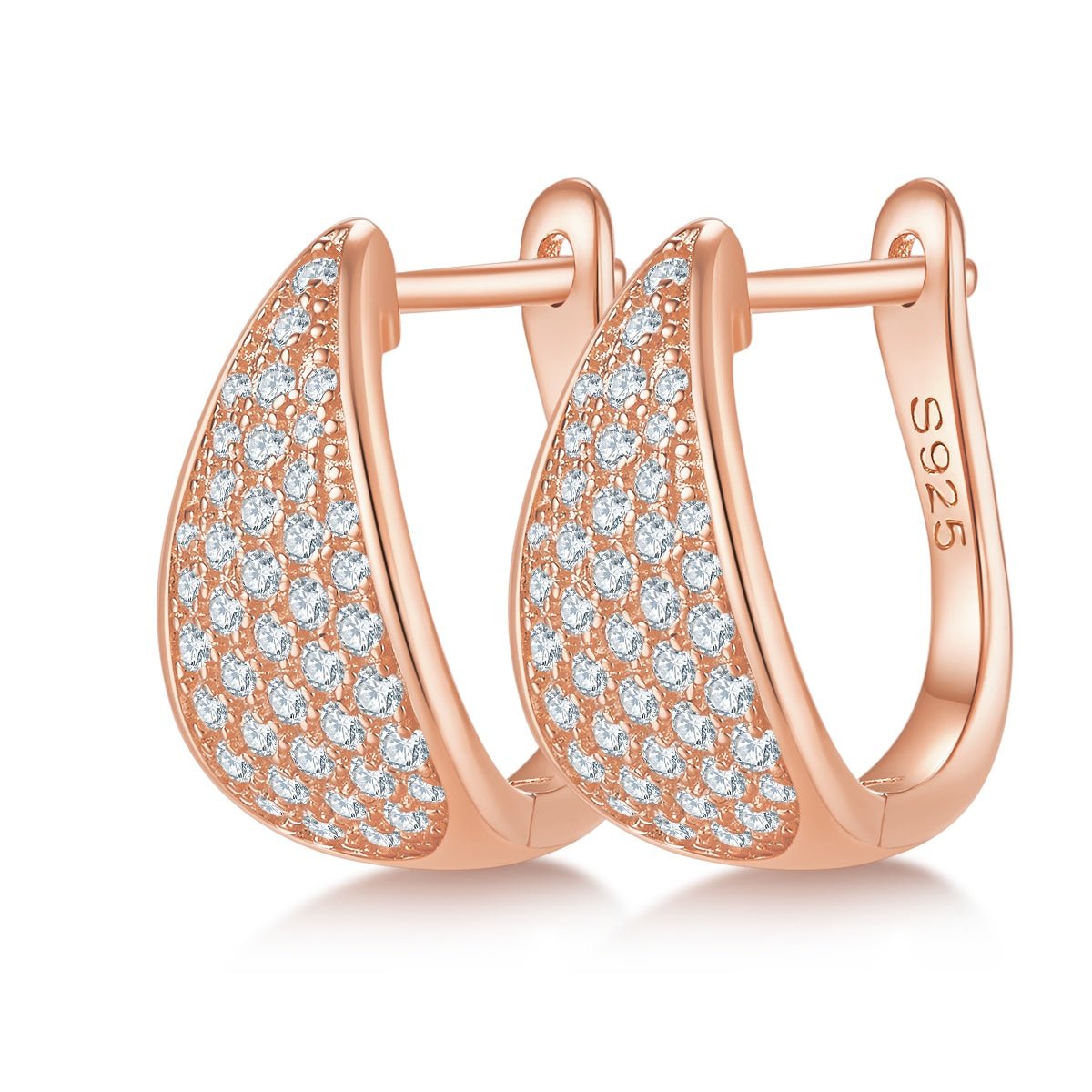 Boucles d'oreilles créoles en argent sterling S925 3,1g avec 83 moissanites pavées - IVOIRART.COM