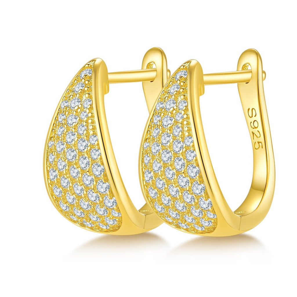 Boucles d'oreilles créoles en argent sterling S925 3,1g avec 83 moissanites pavées - IVOIRART.COM