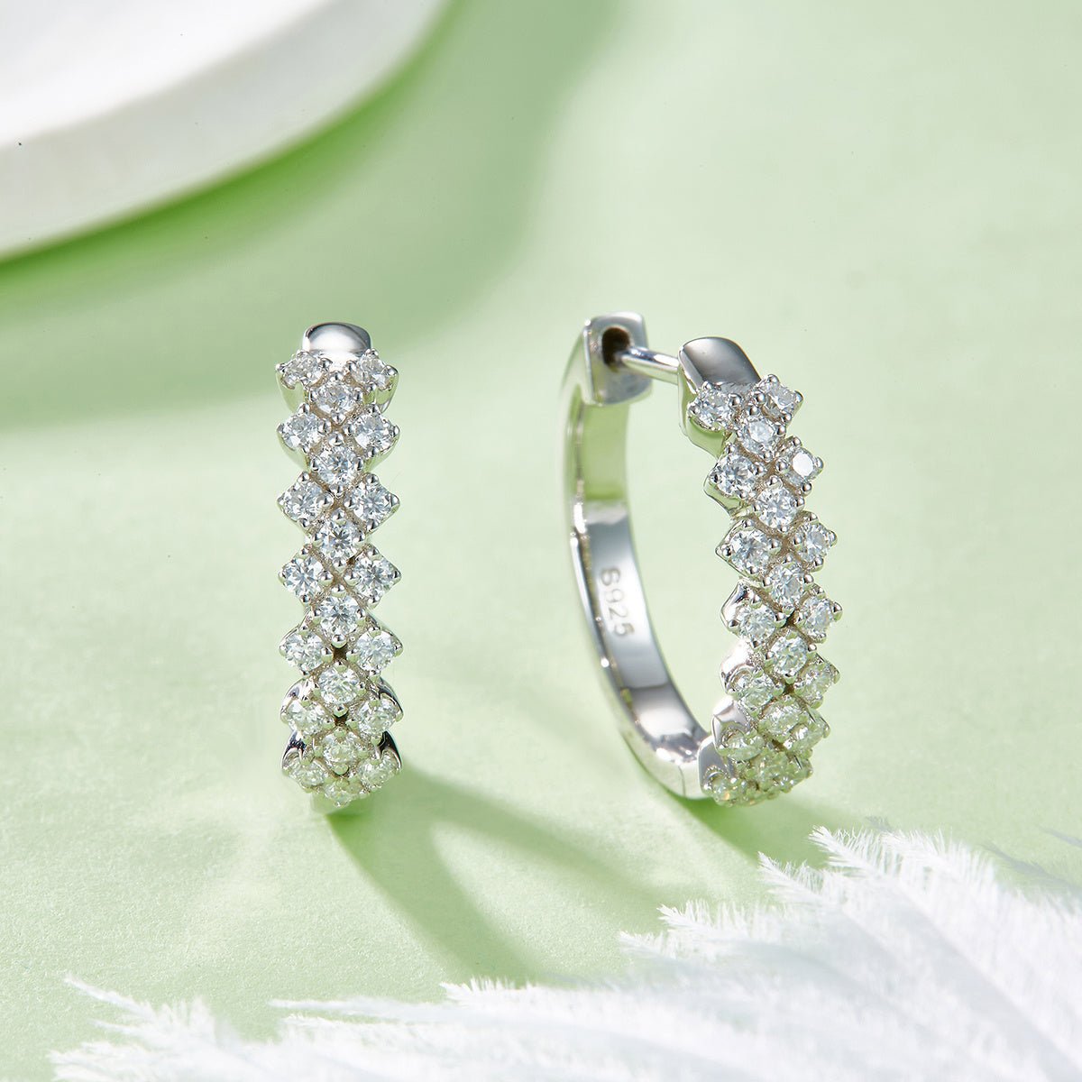 Boucles d'oreilles créoles en argent sterling S925 3,8 g avec moissanite, 17 mm, motif vague pavé, certifiées GRA, plaquées platine, coffret cadeau pour femmes - IVOIRART.COM