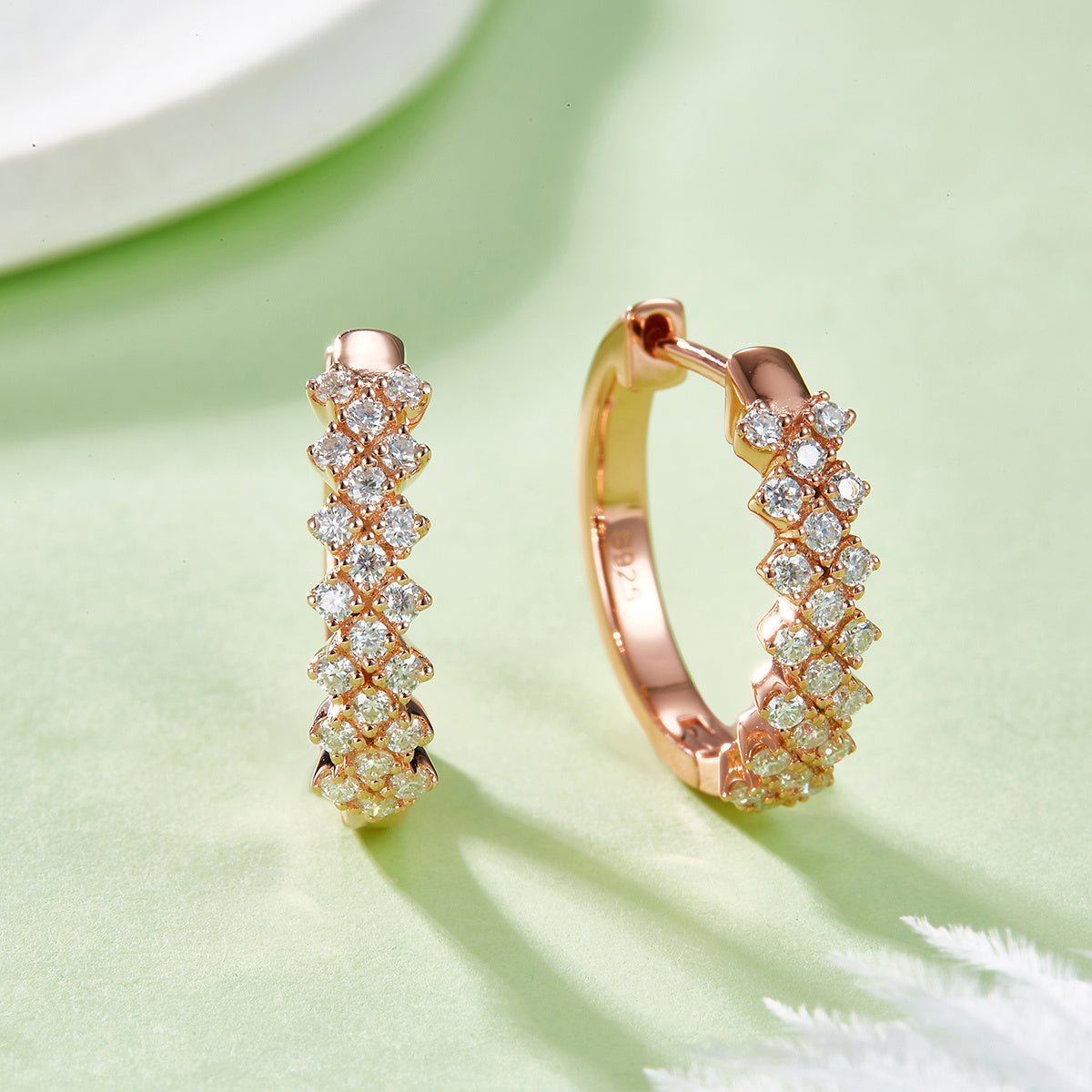 Boucles d'oreilles créoles en argent sterling S925 3,8 g avec moissanite, 17 mm, motif vague pavé, certifiées GRA, plaquées platine, coffret cadeau pour femmes - IVOIRART.COM