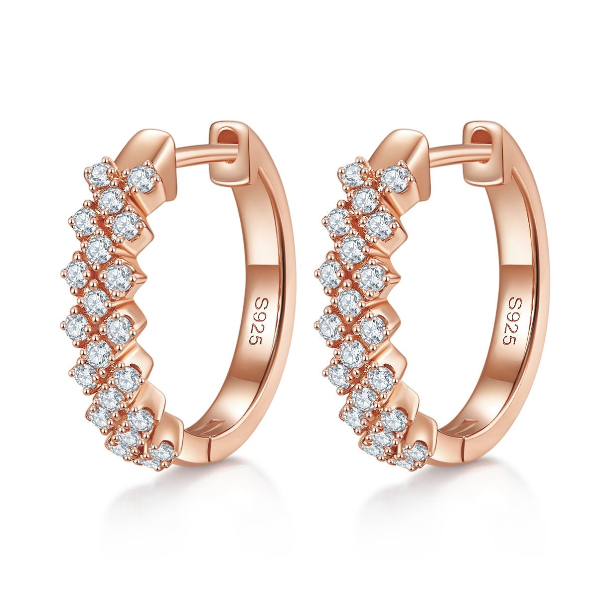 Boucles d'oreilles créoles en argent sterling S925 3,8 g avec moissanite, 17 mm, motif vague pavé, certifiées GRA, plaquées platine, coffret cadeau pour femmes - IVOIRART.COM