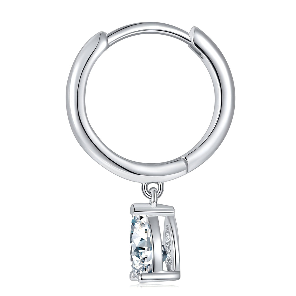 Boucles d’oreilles créoles en argent sterling S925 4x6mm poire avec moissanite - IVOIRART.COM