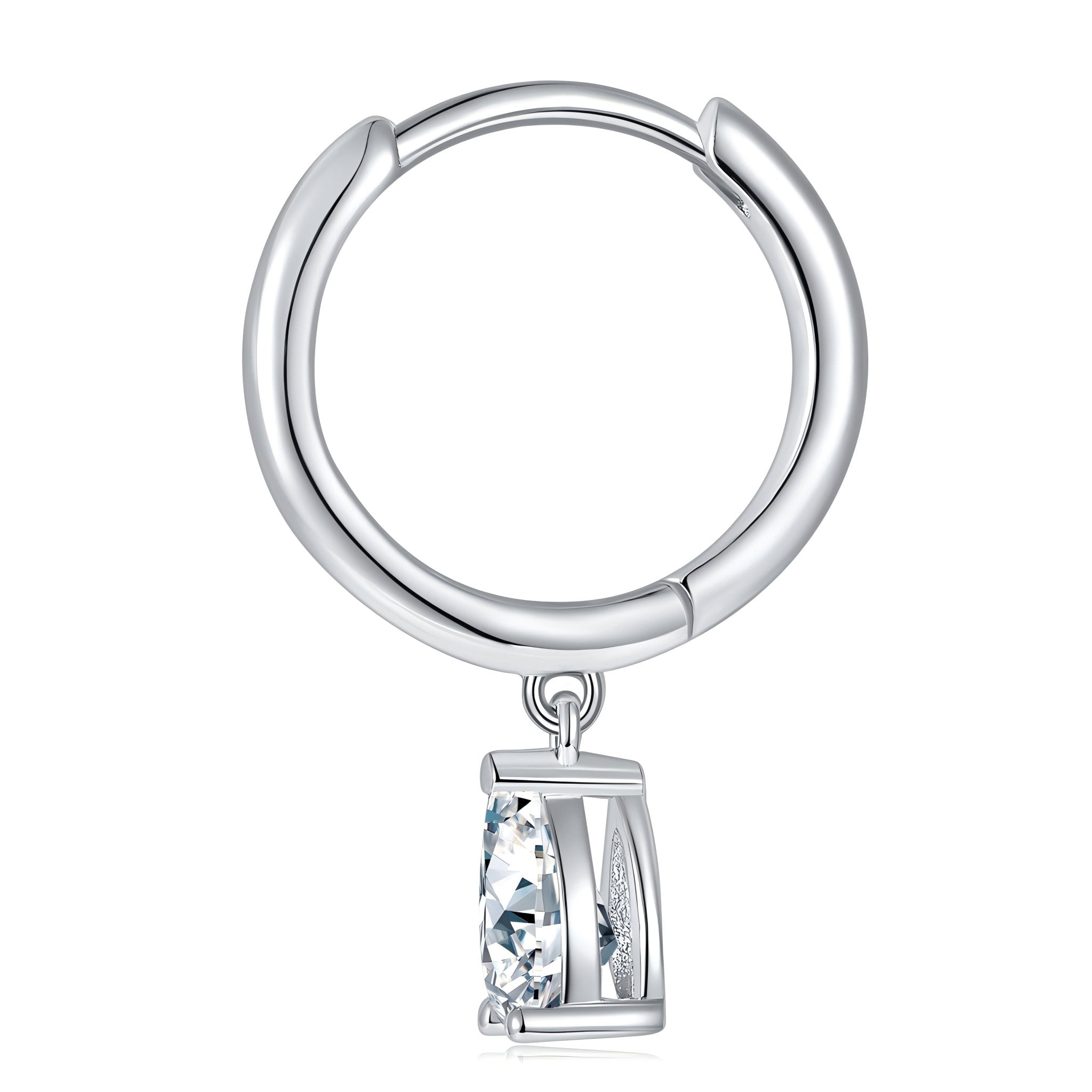 Boucles d’oreilles créoles en argent sterling S925 4x6mm poire avec moissanite - IVOIRART.COM