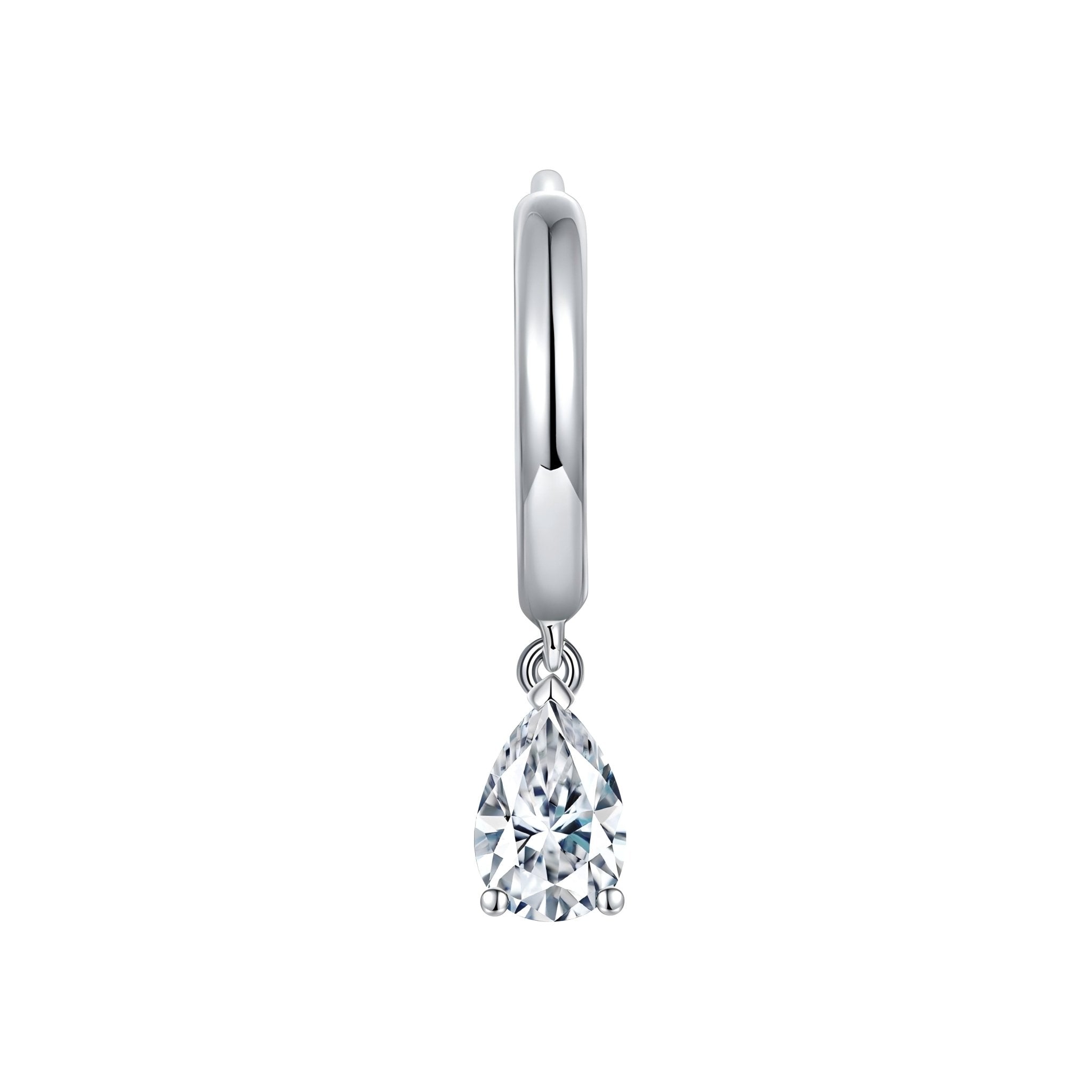 Boucles d’oreilles créoles en argent sterling S925 4x6mm poire avec moissanite - IVOIRART.COM