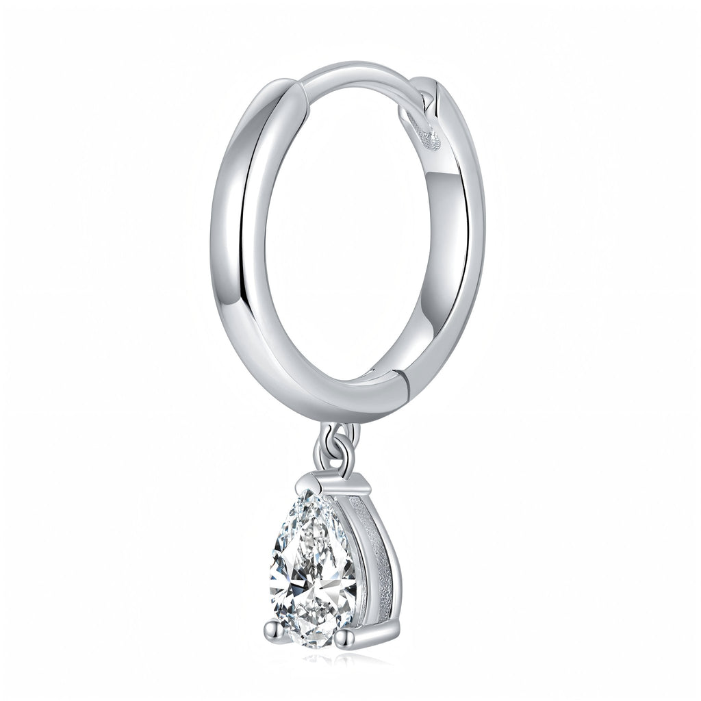 Boucles d’oreilles créoles en argent sterling S925 4x6mm poire avec moissanite - IVOIRART.COM