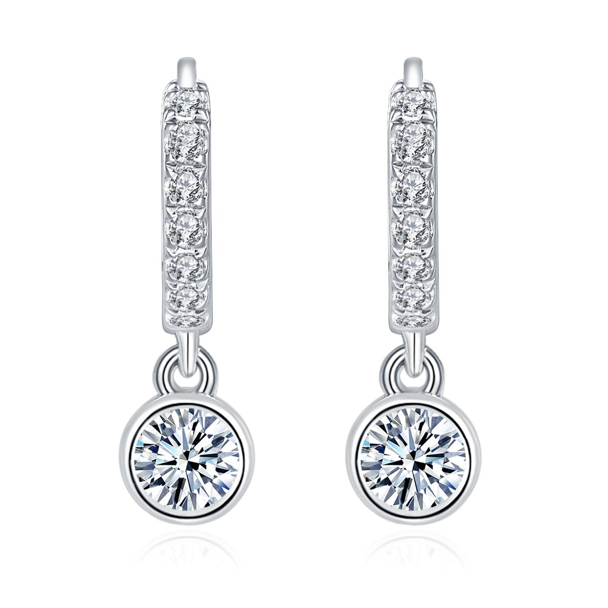 Boucles d’oreilles créoles en argent sterling S925 avec moissanite pavée, pendentif rond, plaqué platine, certificat GRA, coffret cadeau pour femmes - IVOIRART.COM
