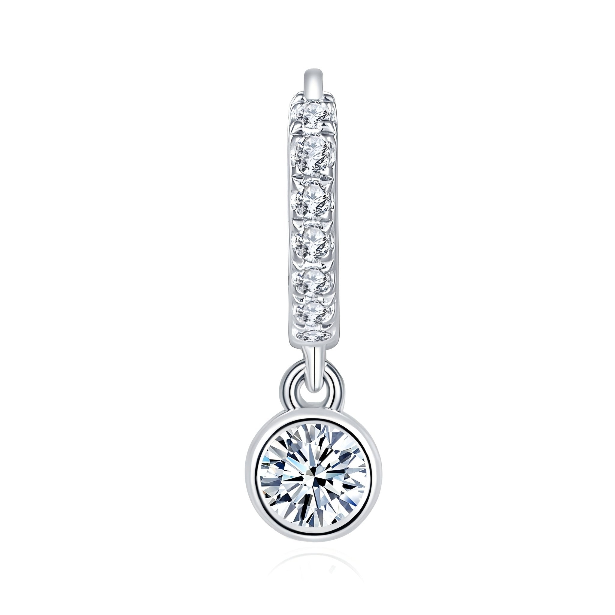 Boucles d’oreilles créoles en argent sterling S925 avec moissanite pavée, pendentif rond, plaqué platine, certificat GRA, coffret cadeau pour femmes - IVOIRART.COM
