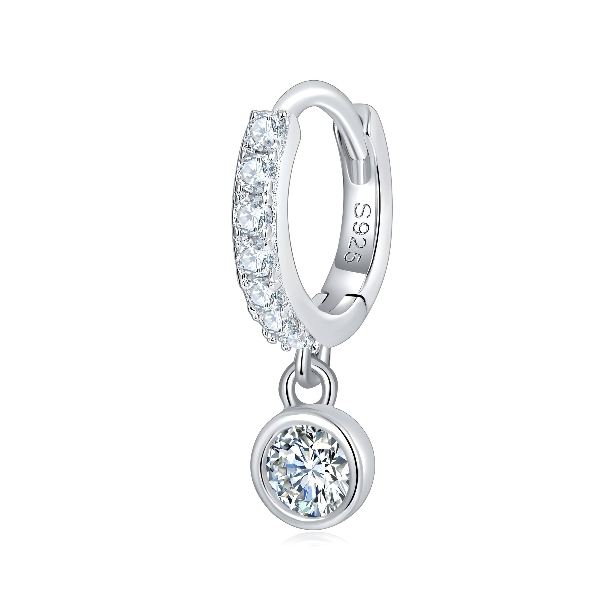 Boucles d’oreilles créoles en argent sterling S925 avec moissanite pavée, pendentif rond, plaqué platine, certificat GRA, coffret cadeau pour femmes - IVOIRART.COM