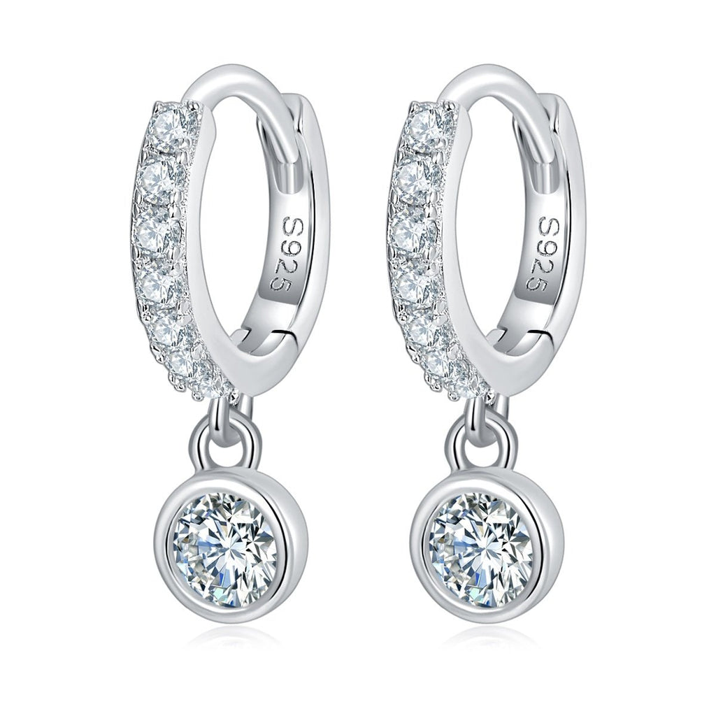Boucles d’oreilles créoles en argent sterling S925 avec moissanite pavée, pendentif rond, plaqué platine, certificat GRA, coffret cadeau pour femmes - IVOIRART.COM