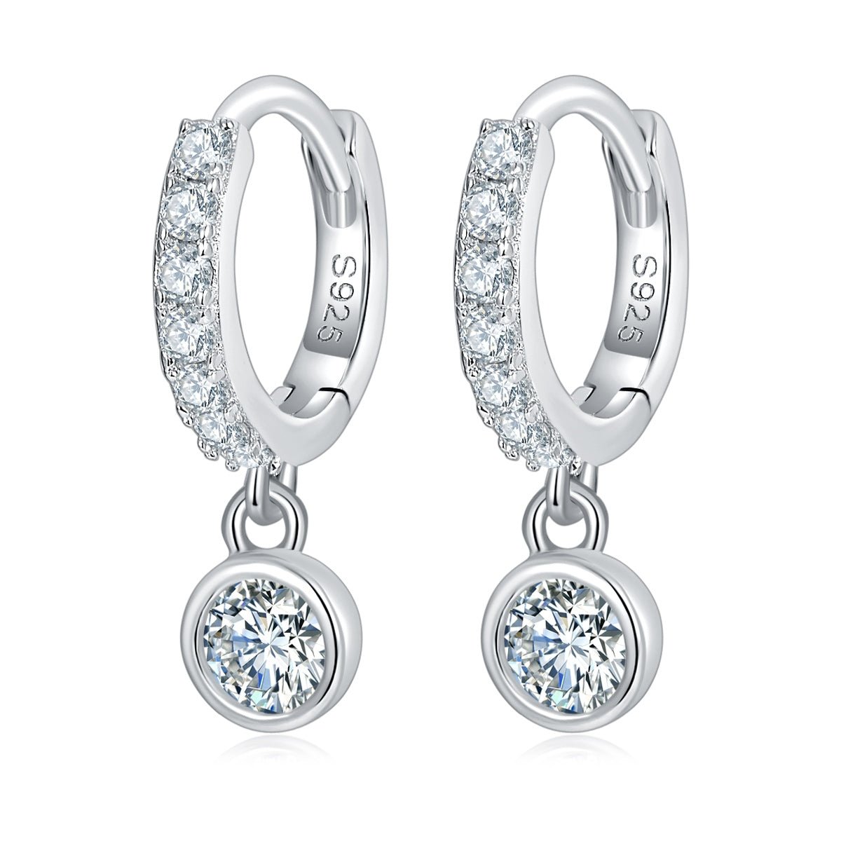 Boucles d’oreilles créoles en argent sterling S925 avec moissanite pavée, pendentif rond, plaqué platine, certificat GRA, coffret cadeau pour femmes - IVOIRART.COM