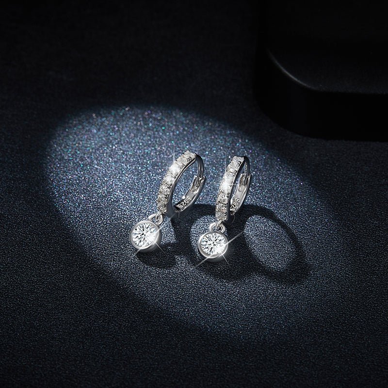 Boucles d’oreilles créoles en argent sterling S925 avec moissanite pavée, pendentif rond, plaqué platine, certificat GRA, coffret cadeau pour femmes - IVOIRART.COM