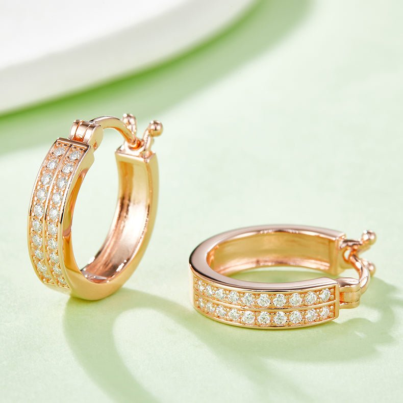 Boucles d'oreilles créoles en argent sterling S925 Moissanite double rangée - IVOIRART.COM