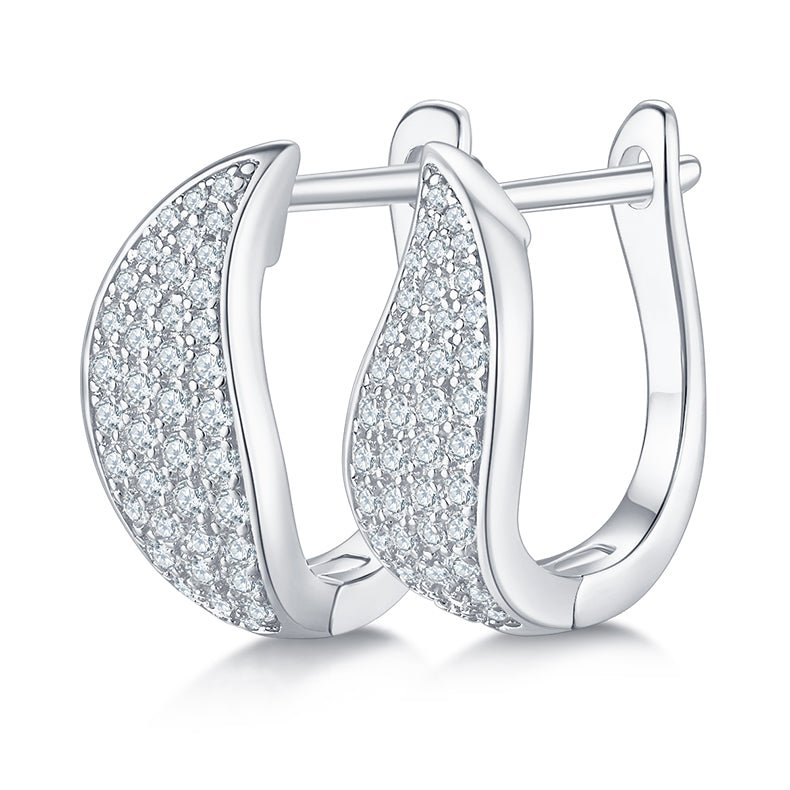 Boucles d’oreilles créoles en argent sterling S925 moissanite pavée U - IVOIRART.COM