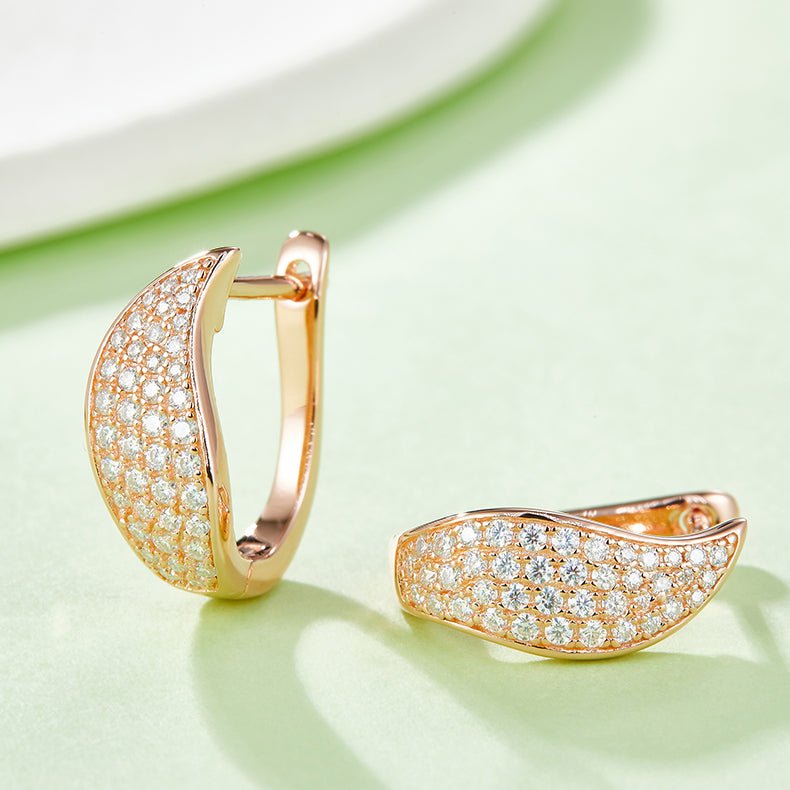 Boucles d’oreilles créoles en argent sterling S925 moissanite pavée U - IVOIRART.COM