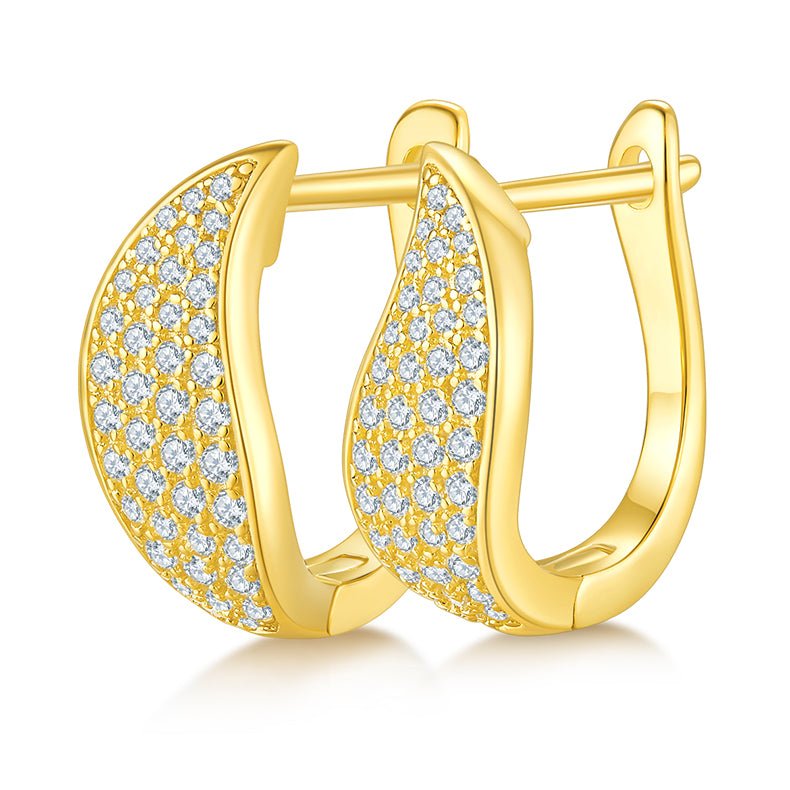 Boucles d’oreilles créoles en argent sterling S925 moissanite pavée U - IVOIRART.COM