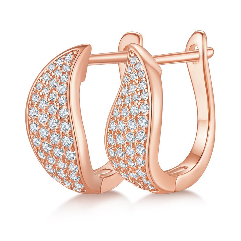 Boucles d’oreilles créoles en argent sterling S925 moissanite pavée U - IVOIRART.COM