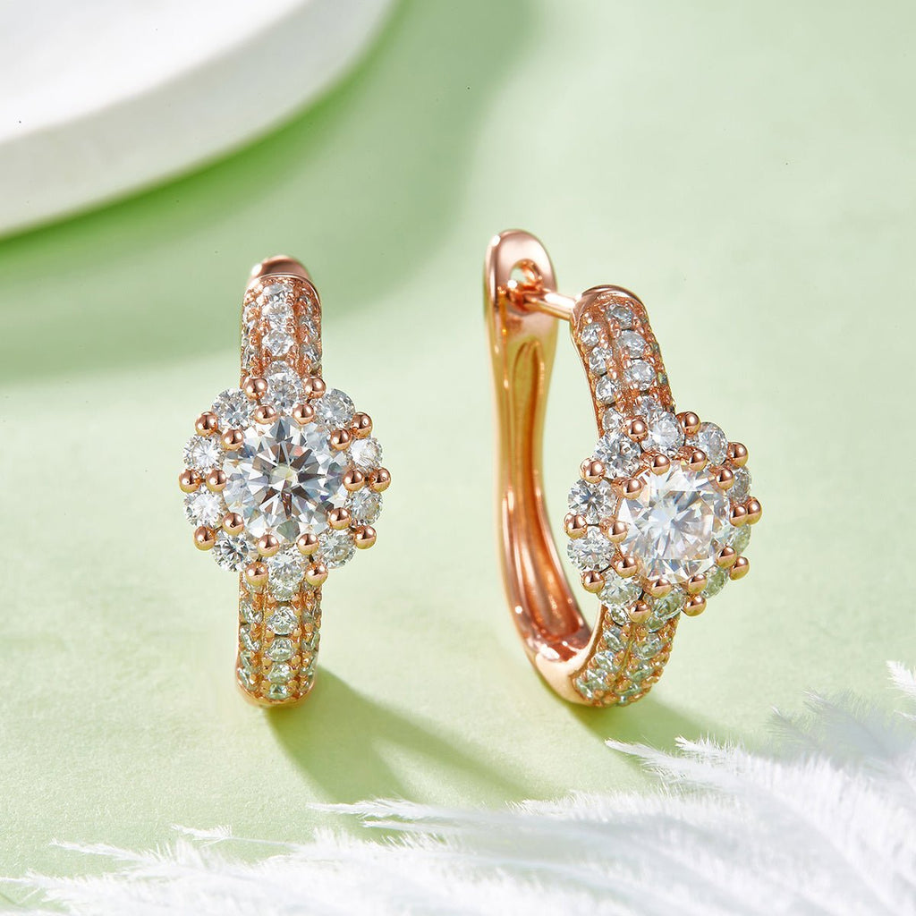 Boucles d'oreilles créoles halo en moissanite 5mm argent sterling S925 5,4g - IVOIRART.COM