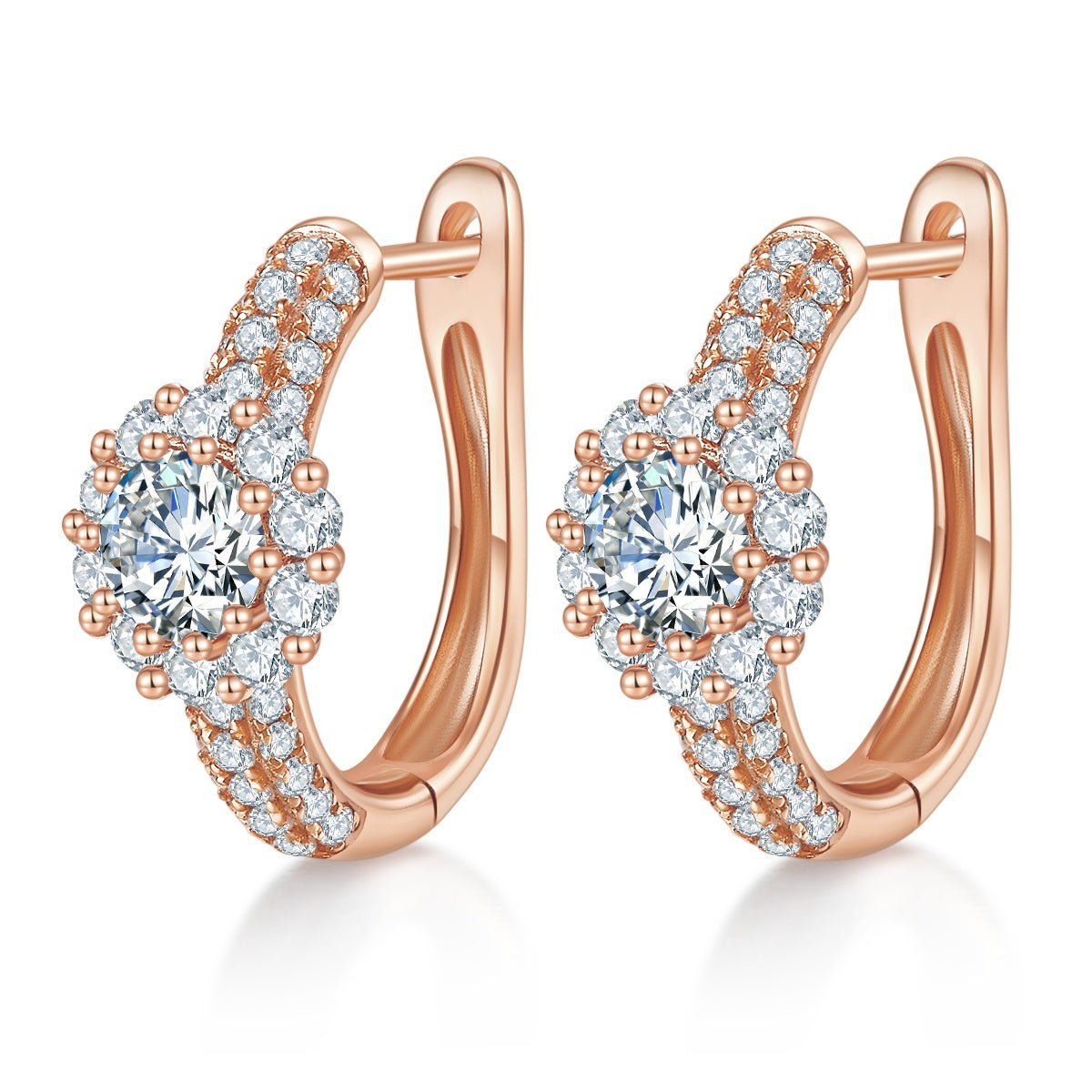 Boucles d'oreilles créoles halo en moissanite 5mm argent sterling S925 5,4g - IVOIRART.COM